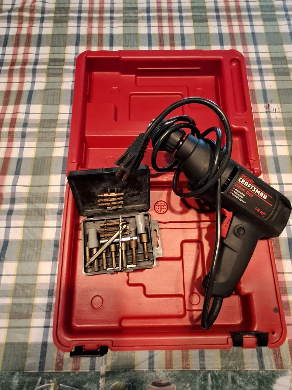 Sears Craftsman 3.8 inch 1/3 HP Electric Drill - Black and Red